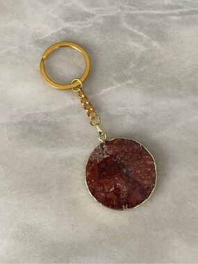 Bondhu Keychain with Red & Brown Mexican Crazy Lace Agate Stone
